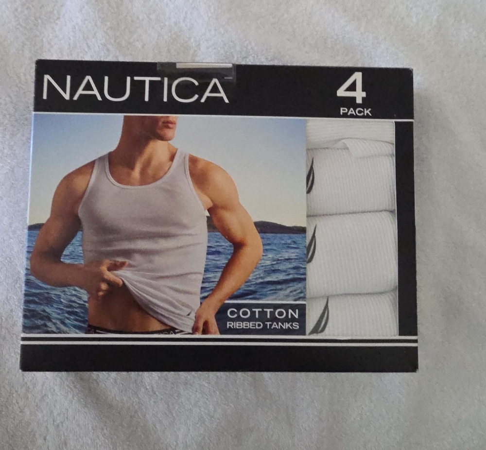 Nautica White Ribbed Cotton Tank Tops 4-Pack